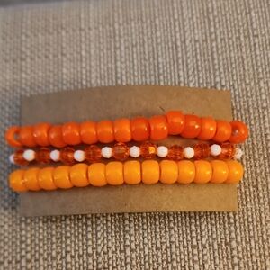 Orange Beaded Bracelet Set